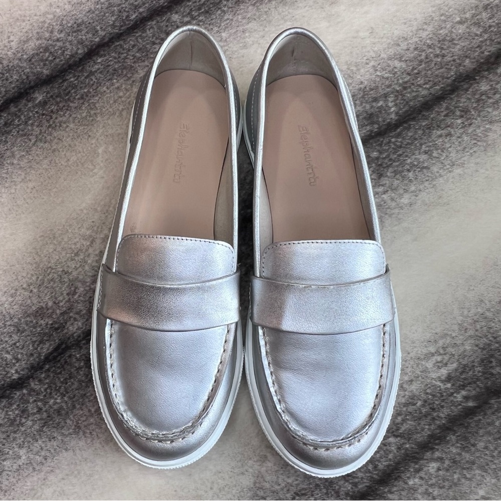 Elephantito Malta Silver Leather Flat Loafers